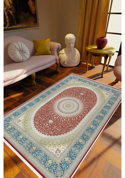 Salon Halısı Eskitme Bordo Kaydırmaz Kesme Yıkanabilir Ince Halı