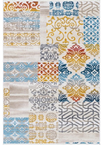 Otantik Eskitme Patchwork Turuncu Gri Kahverengi Mavi Kaydırmaz Kesme Yıkanabilir Ince Halı fiyatları