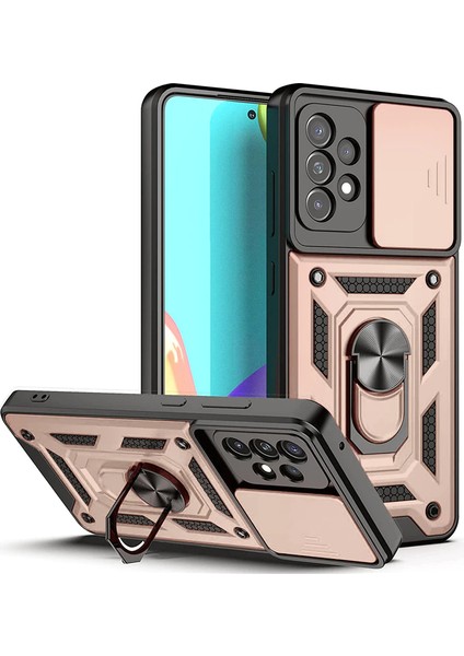 Samsung Galaxy A73 5g Kılıf Lens Sürgülü Yüzüklü Tank Silikon Pars