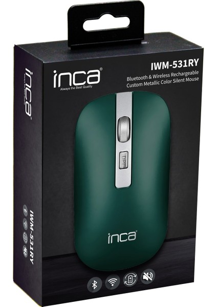 IWM-531RY Bluetooth & Kablosuz Optik Metalik Yeşil Mouse