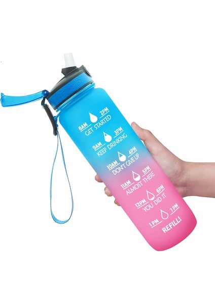 1l Gradyan Renkli Açık Hava Spor Su Isıtıcısı Mavi Pembe (Yurt Dışından)