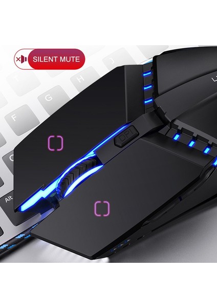 USB Sessiz Mekanik Kablolu Fare Siyah (Yurt Dışından)