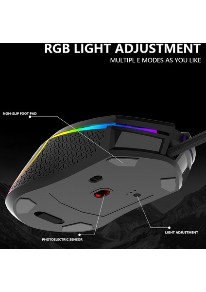 Leaven S50 6 Rgb Işıklı Oyun Kablolu Fare Siyah (Yurt Dışından)