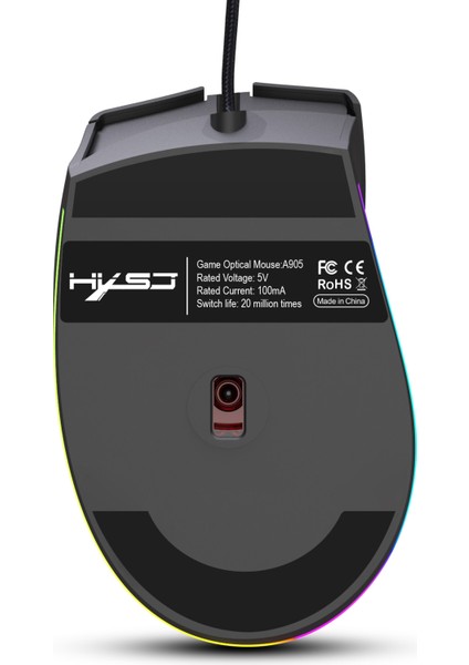 Hxsj A905 8-Buttons 7200 Dpı Programlanabilir Kablolu Oyun Fare Siyah (Yurt Dışından)