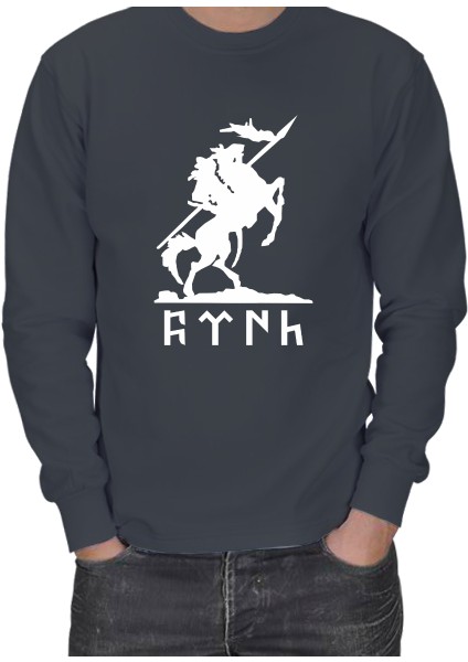 Kürşad Baskili ve Göktürkçe Türk Yazili Erkek Sweatshirt