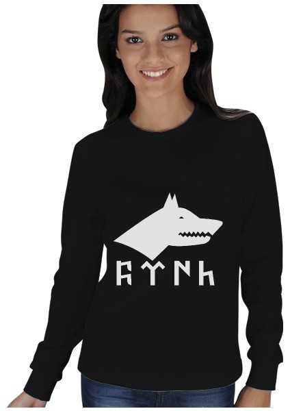 Göktürkçe Türk Yazili ve Gökkurt Baskili Kadin Sweatshirt