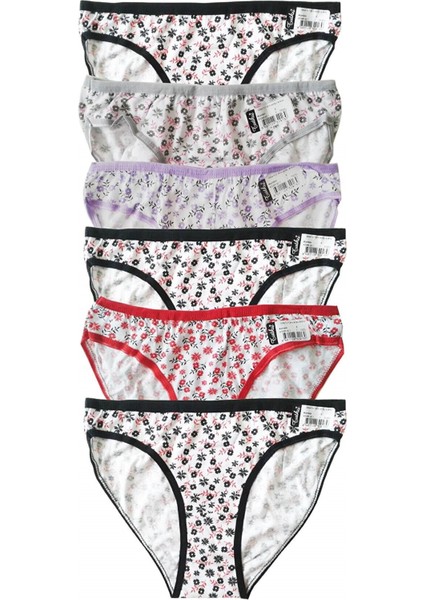 6'lı Paket 0504 Aysu Çiçekli Elastan Pamuk Bayan Bikini Külot