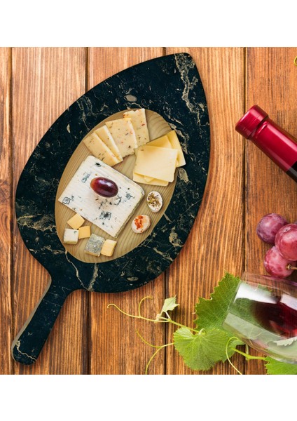 Gift Mermer Tasarımlı Yaprak Şeklinde Doğal Ahşap Servis ve Sunum Tabağı Model 12 fiyatları