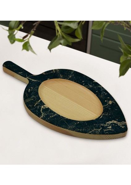 Gift Mermer Tasarımlı Yaprak Şeklinde Doğal Ahşap Servis ve Sunum Tabağı Model 12 fırsatları
