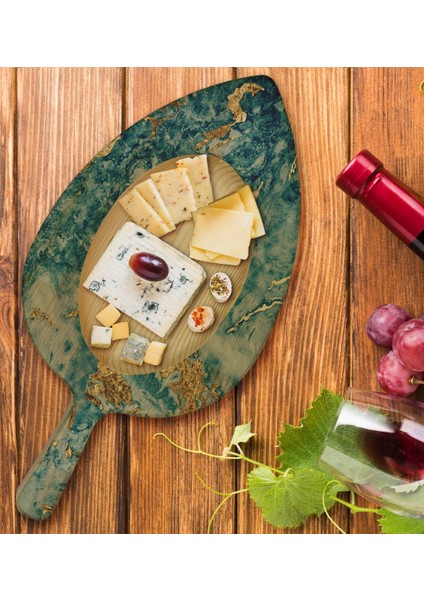 Gift Mermer Tasarımlı Yaprak Şeklinde Doğal Ahşap Servis ve Sunum Tabağı Model 9 fiyatları