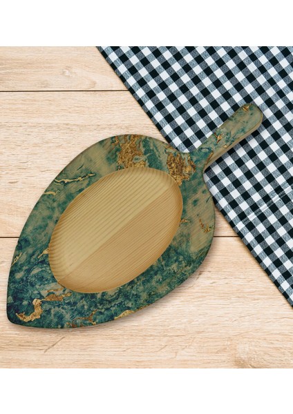Gift Mermer Tasarımlı Yaprak Şeklinde Doğal Ahşap Servis ve Sunum Tabağı Model 9 indirimleri