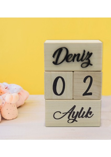 Gift Bebeklere Özel Kabartma Isimli Ahşap Anı Küpleri modelleri