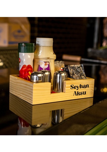 Kişiye Özel Isimli Doğal Ahşap Mutfak Dispenser Düzenleyici Model-1
