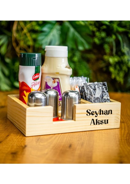 Kişiye Özel Isimli Doğal Ahşap Mutfak Dispenser Düzenleyici Model-1 fiyatları