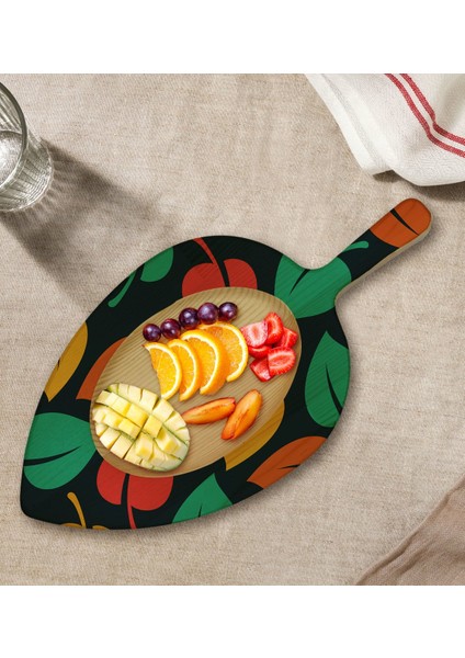 Gift Yapraklar Tasarımlı Yaprak Şeklinde Doğal Ahşap Servis ve Sunum Tabağı Model 7