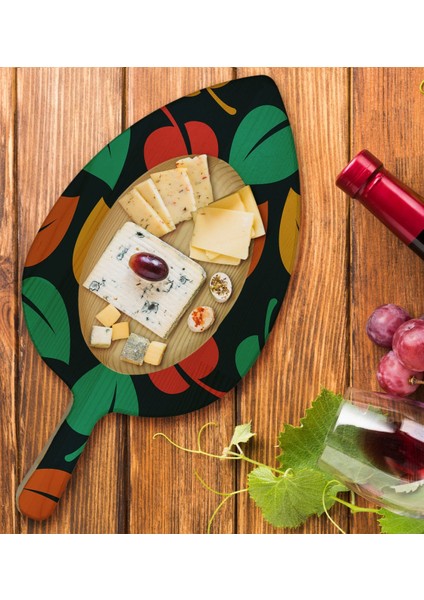 Gift Yapraklar Tasarımlı Yaprak Şeklinde Doğal Ahşap Servis ve Sunum Tabağı Model 7