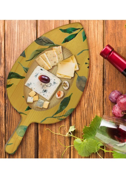 Gift Yapraklar Tasarımlı Yaprak Şeklinde Doğal Ahşap Servis ve Sunum Tabağı Model 4