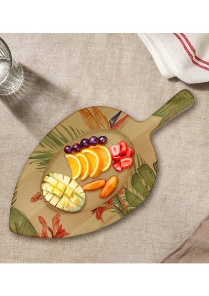Gift Yapraklar Tasarımlı Yaprak Şeklinde Doğal Ahşap Servis ve Sunum Tabağı Model 6