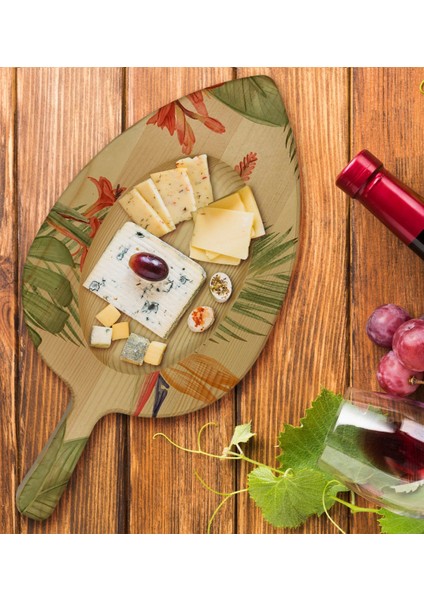 Gift Yapraklar Tasarımlı Yaprak Şeklinde Doğal Ahşap Servis ve Sunum Tabağı Model 6