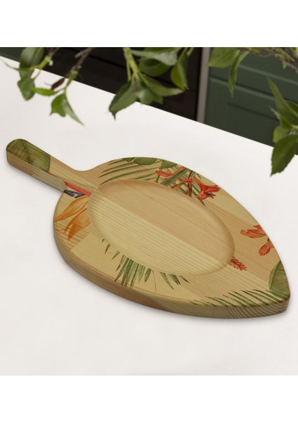 Gift Yapraklar Tasarımlı Yaprak Şeklinde Doğal Ahşap Servis ve Sunum Tabağı Model 6