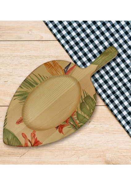 Gift Yapraklar Tasarımlı Yaprak Şeklinde Doğal Ahşap Servis ve Sunum Tabağı Model 6