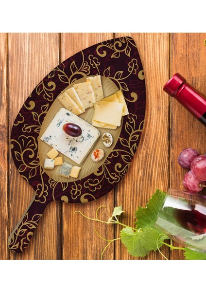 Gift Retro Motif Tasarımlı Yaprak Şeklinde Doğal Ahşap Servis ve Sunum Tabağı Model 13 fiyatları