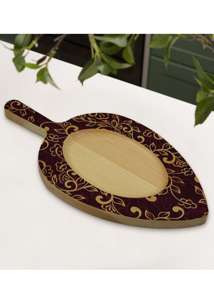 Gift Retro Motif Tasarımlı Yaprak Şeklinde Doğal Ahşap Servis ve Sunum Tabağı Model 13 fırsatları