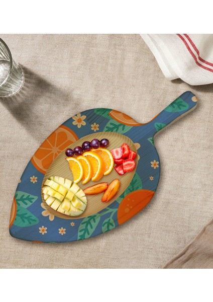 Gift Portakal Tasarımlı Yaprak Şeklinde Doğal Ahşap Servis ve Sunum Tabağı Model 1