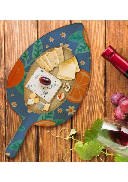 Gift Portakal Tasarımlı Yaprak Şeklinde Doğal Ahşap Servis ve Sunum Tabağı Model 1