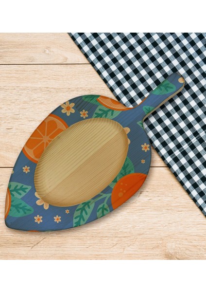 Gift Portakal Tasarımlı Yaprak Şeklinde Doğal Ahşap Servis ve Sunum Tabağı Model 1