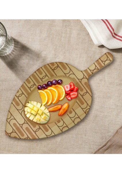 Gift Modern Art Tasarımlı Yaprak Şeklinde Doğal Ahşap Servis ve Sunum Tabağı Model 19