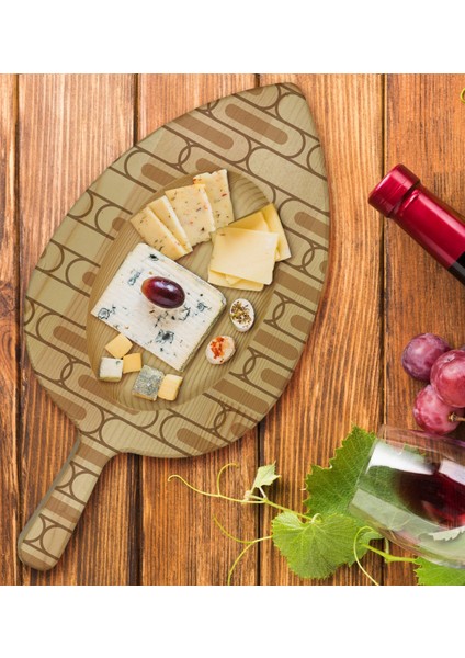 Gift Modern Art Tasarımlı Yaprak Şeklinde Doğal Ahşap Servis ve Sunum Tabağı Model 19