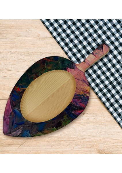 Gift Modern Art Tasarımlı Yaprak Şeklinde Doğal Ahşap Servis ve Sunum Tabağı Model 20