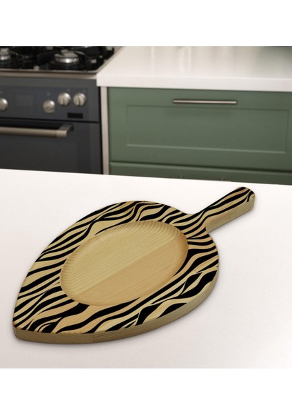 Gift Modern Art Tasarımlı Yaprak Şeklinde Doğal Ahşap Servis ve Sunum Tabağı Model 18