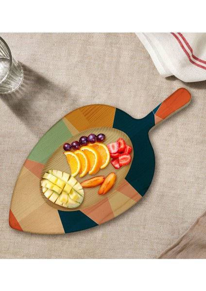 Gift Modern Art Tasarımlı Yaprak Şeklinde Doğal Ahşap Servis ve Sunum Tabağı Model 8