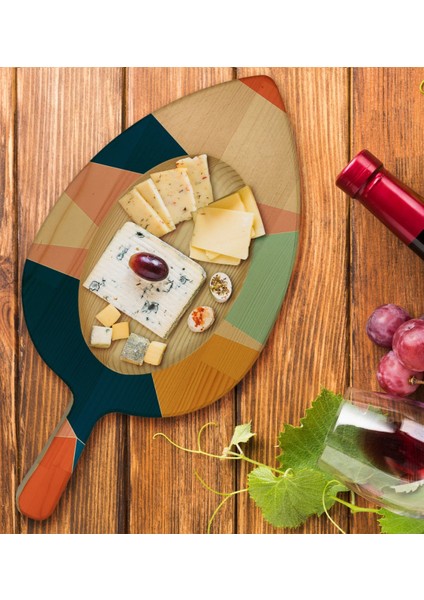 Gift Modern Art Tasarımlı Yaprak Şeklinde Doğal Ahşap Servis ve Sunum Tabağı Model 8