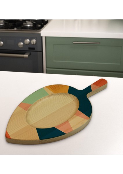 Gift Modern Art Tasarımlı Yaprak Şeklinde Doğal Ahşap Servis ve Sunum Tabağı Model 8