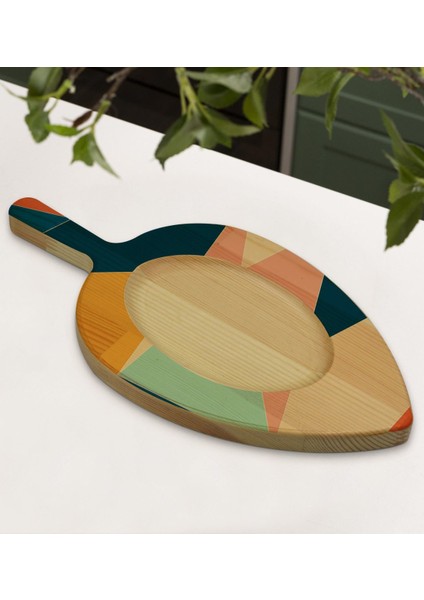 Gift Modern Art Tasarımlı Yaprak Şeklinde Doğal Ahşap Servis ve Sunum Tabağı Model 8