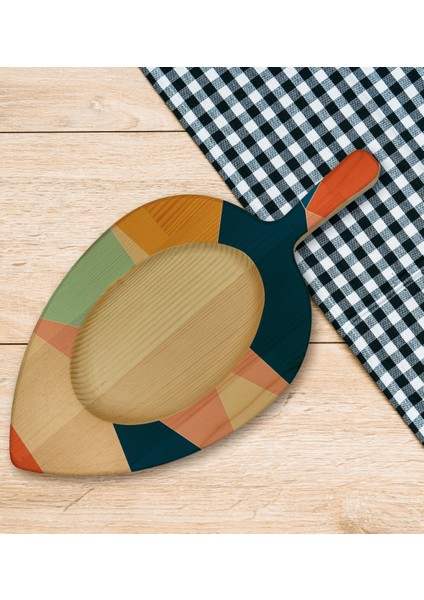 Gift Modern Art Tasarımlı Yaprak Şeklinde Doğal Ahşap Servis ve Sunum Tabağı Model 8