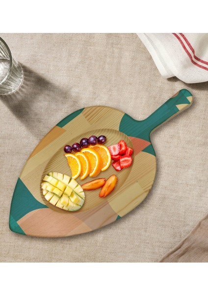 Gift Modern Art Tasarımlı Yaprak Şeklinde Doğal Ahşap Servis ve Sunum Tabağı Model 9