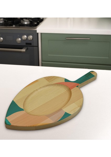Gift Modern Art Tasarımlı Yaprak Şeklinde Doğal Ahşap Servis ve Sunum Tabağı Model 9