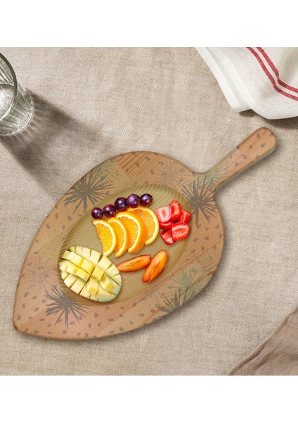 Gift Modern Art Tasarımlı Yaprak Şeklinde Doğal Ahşap Servis ve Sunum Tabağı Model 6