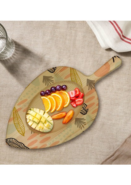 Gift Modern Art Tasarımlı Yaprak Şeklinde Doğal Ahşap Servis ve Sunum Tabağı Model 5