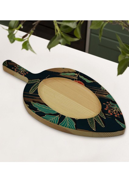 Gift Çiçekler Tasarımlı Yaprak Şeklinde Doğal Ahşap Servis ve Sunum Tabağı Model 2 fırsatları