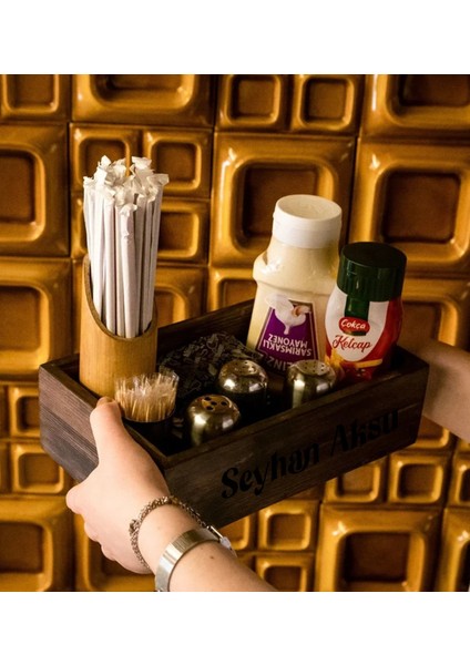 Kişiye Özel Isimli Doğal Ahşap Mutfak Dispenser Düzenleyici Model-2 fiyatları