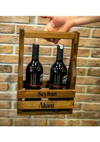 Kişiye Özel Isimli Doğal Ahşap Bira ve Şarap Taşıyıcı Stand fiyatları