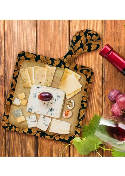 Gift Retro Motif Tasarımlı Kare Şeklinde Doğal Ahşap Servis ve Sunum Tabağı Model 15 fiyatları