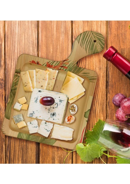 Gift Yapraklar Tasarımlı Kare Şeklinde Doğal Ahşap Servis ve Sunum Tabağı Model 6 fiyatları