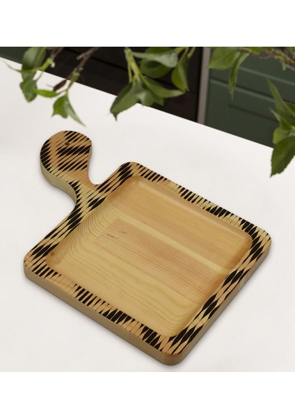 Gift Modern Art Tasarımlı Kare Şeklinde Doğal Ahşap Servis ve Sunum Tabağı Model 17 modelleri