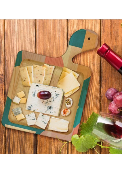 Gift Modern Art Tasarımlı Kare Şeklinde Doğal Ahşap Servis ve Sunum Tabağı Model 9 fiyatları